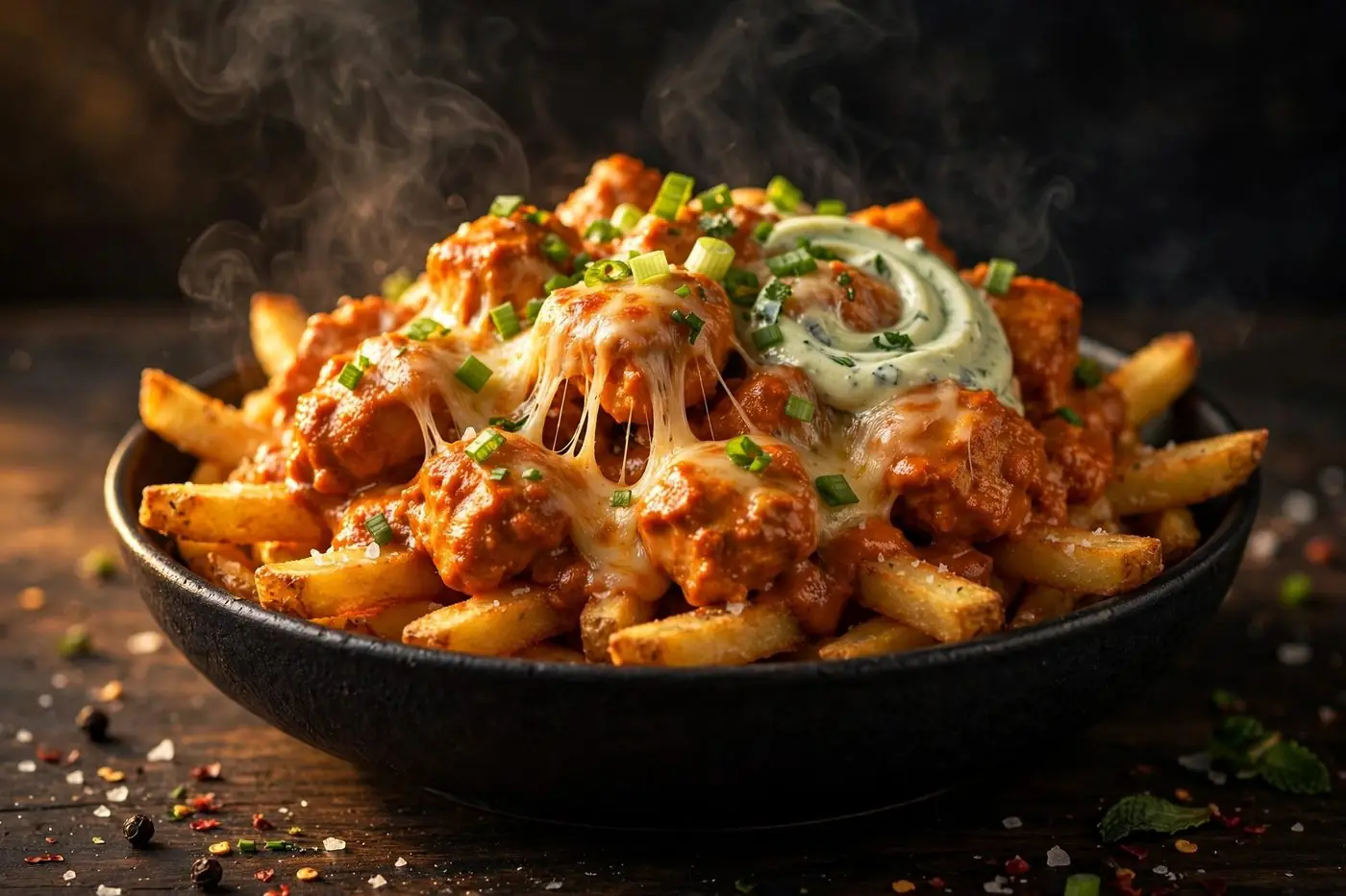 Butter chicken loaded fries
