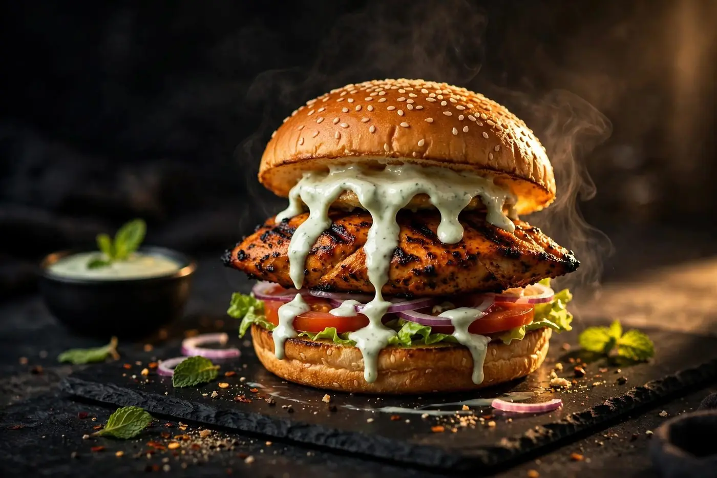 Tandoori chicken burger