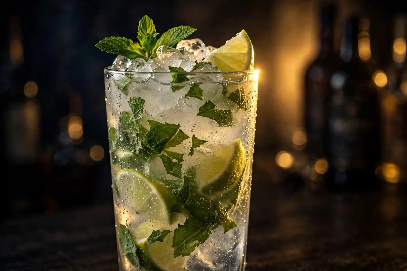 Virgin mojito with mint and lime